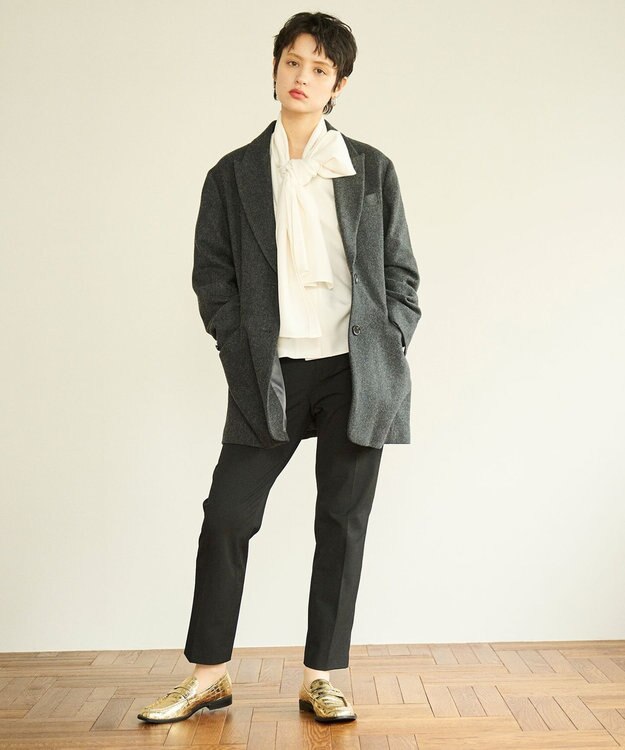 #Newans ウールテーラードジャケットコート チャコールグレー