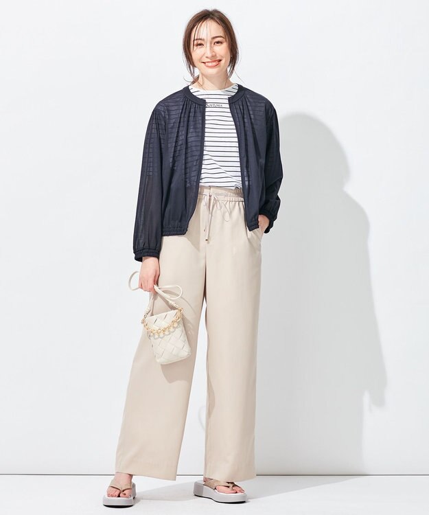 自由区 L 【洗える/冷房対策にも】シアーブルゾン ネイビー系