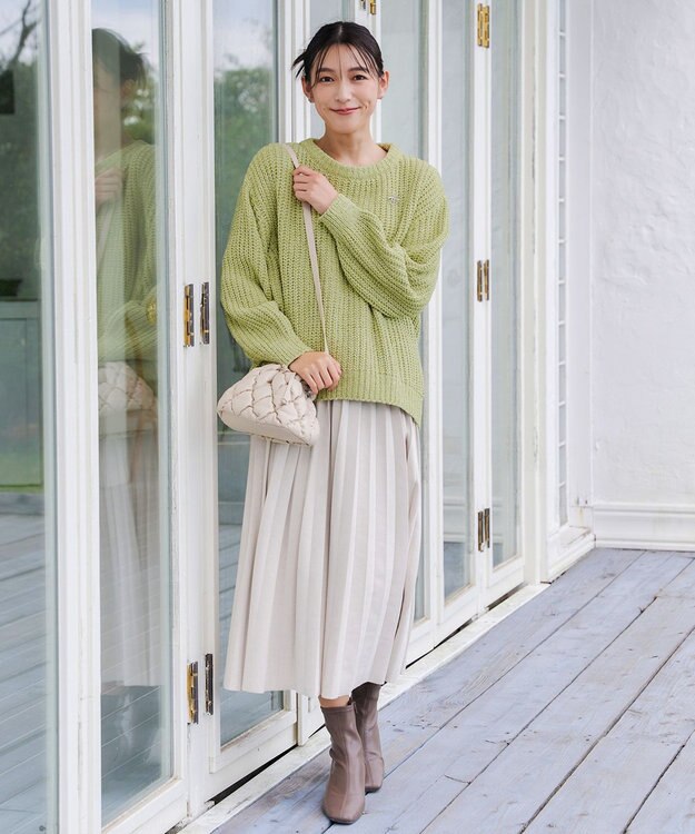 Tiaclasse 【洗える】MIXモールニットプルオーバー グリーン