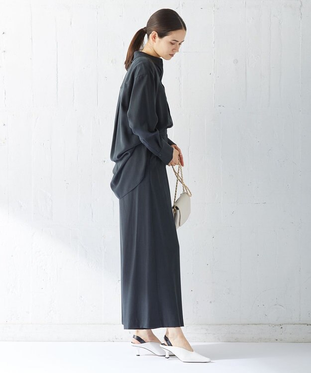 ICB 【洗える】 フィブリルツイル タックパンツ ブラック系