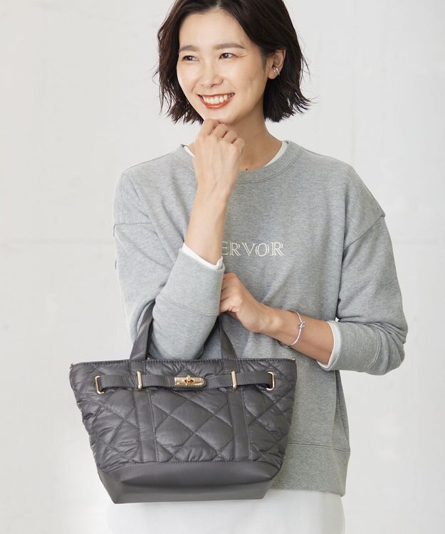 J.PRESS LADIES 【2way】ボンディングキルト バッグ グレー系