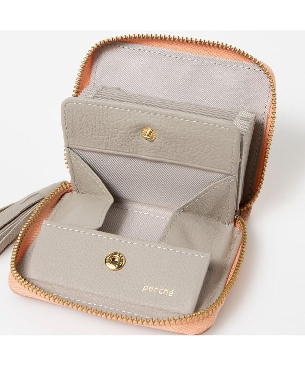 UNBILLION ペルケ perche / ドット型押し・ジャバラカードウォレット ライトピンク