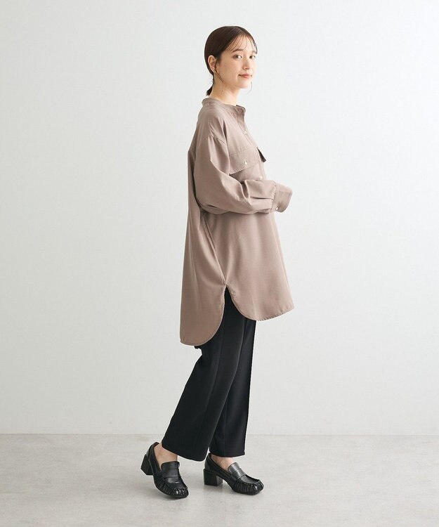 Green Parks ・ＥＬＥＮＣＡＲＥ　ＤＵＥ　イロイロ釦シャツチュニック Gray Beige