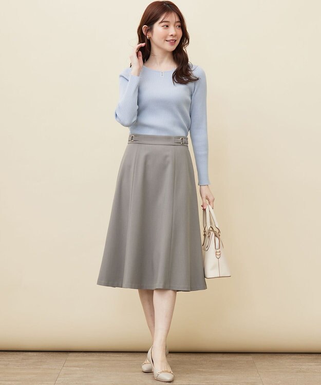 ANY SIS 【洗える】パール調ポイント ニット ライトブルー