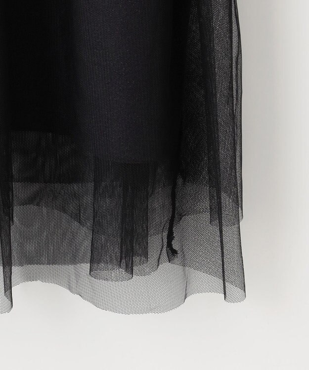 Feroux 【洗える】チュールコンビ プルオーバーニット ブラック系