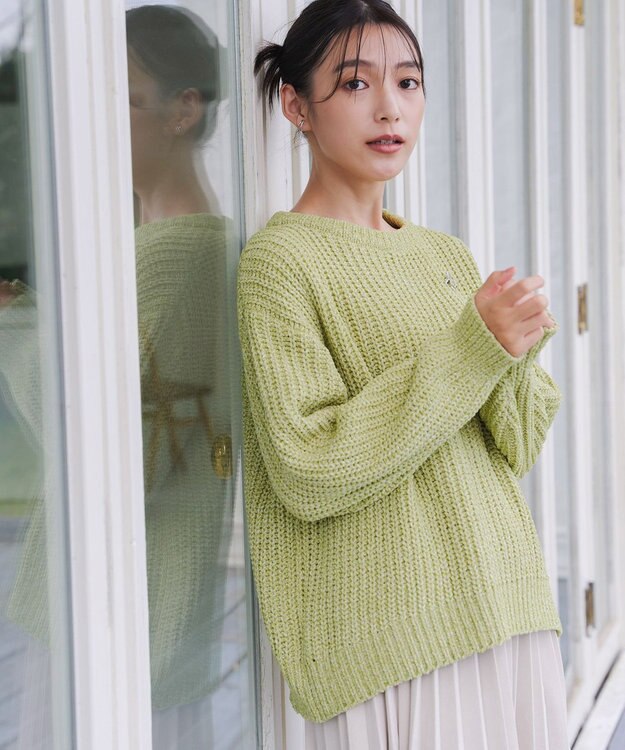 Tiaclasse 【洗える】MIXモールニットプルオーバー グリーン