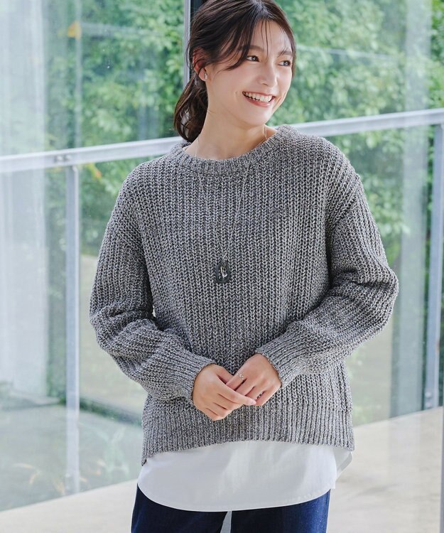 Tiaclasse 【洗える】MIXモールニットプルオーバー チャコールグレー
