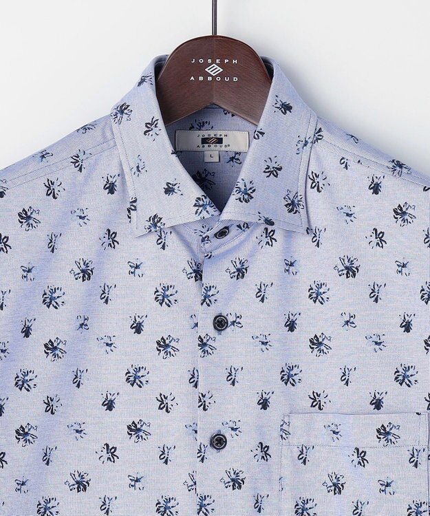 JOSEPH ABBOUD 【ジャージー素材・ストレッチ・イージーケア】コンパクトジャージープリント シャツ ブルー系5