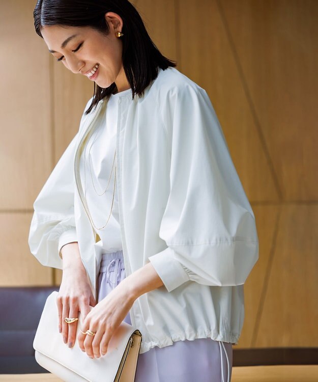 23区 S 【洗える/撥水加工】ナイロン2WAYストレッチ  ブルゾン ホワイト系