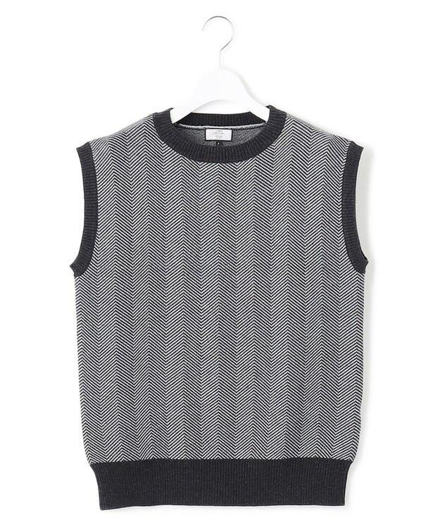 J.PRESS YORK STREET 【WOMEN】ヘリンボーンニットベスト グレー系3