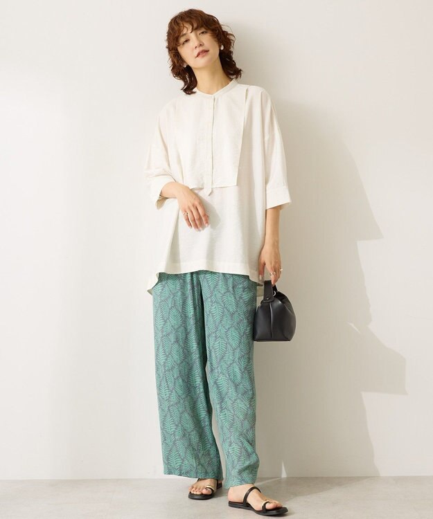 AMERICAN HOLIC 【WEB限定】接触冷感バンドカラーチュニック Ivory