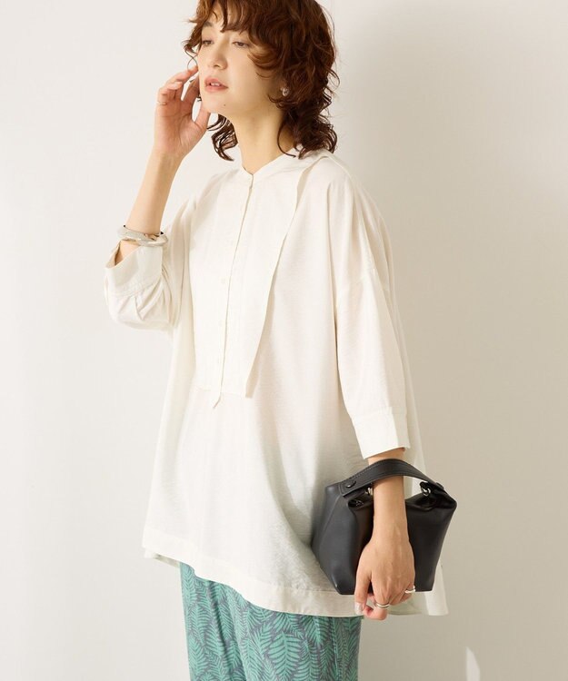 AMERICAN HOLIC 【WEB限定】接触冷感バンドカラーチュニック Ivory