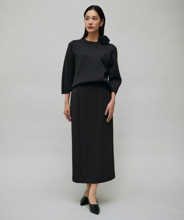 ICB 【洗える・WEB限定カラーあり】コンパクトダブルフェイス スカート ブラック系