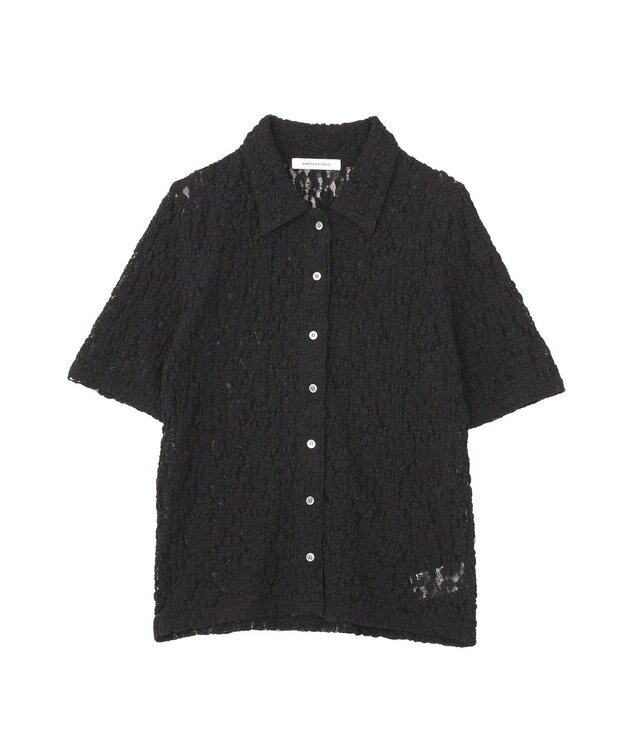 AMERICAN HOLIC 半袖襟付きレースカーディガン Black