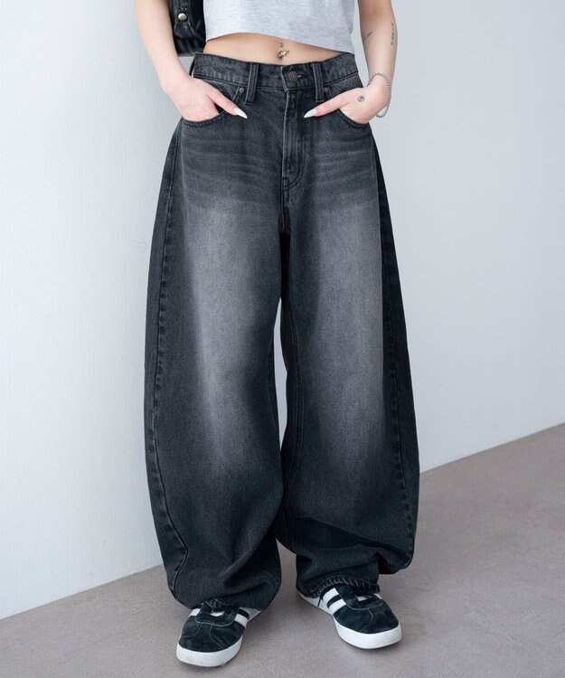 WEGO ワイドカーブデニムパンツ デニムブラックソノタ