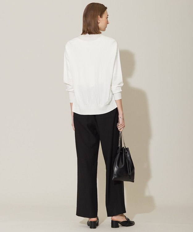 ICB 【洗える】シルクヴィスコースハイゲージ カーディガン オフ系