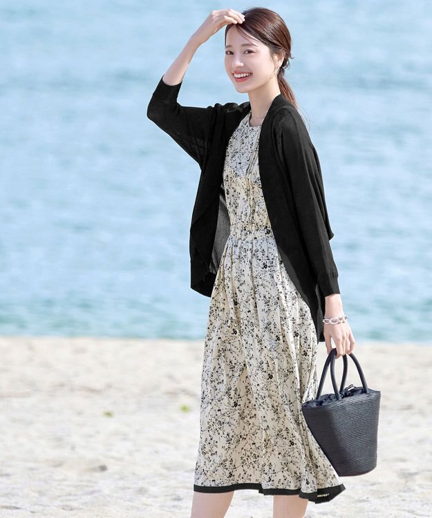 Tiaclasse L 【洗える】体型カバーも叶うドルマンニットカーディガン ブラック