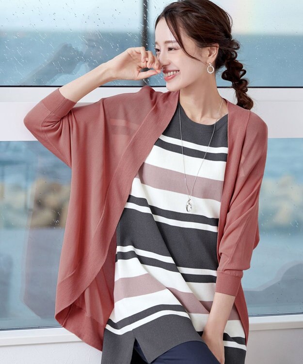 Tiaclasse L 【洗える】体型カバーも叶うドルマンニットカーディガン ピンク