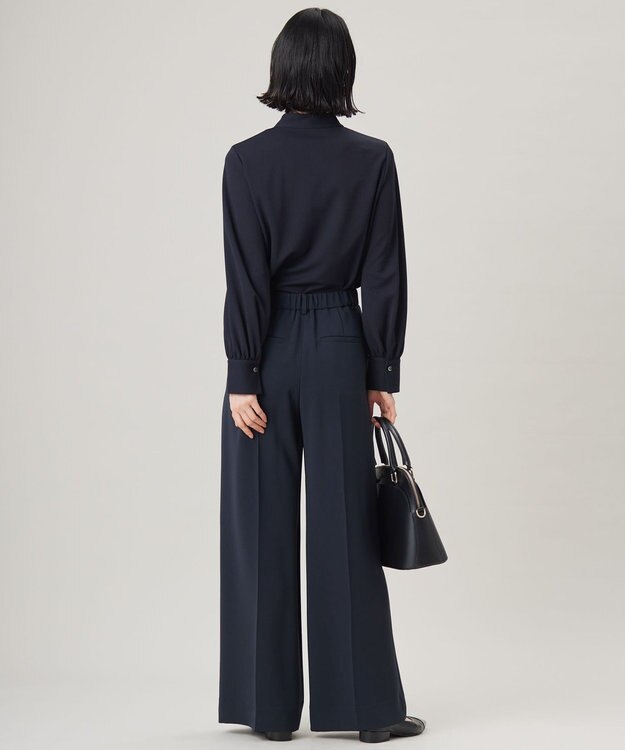 自由区 S 【洗える】アムンゼンジャージー ブラウス ネイビー