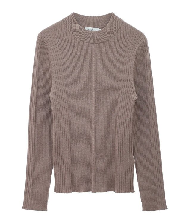 earth music&ecology やわらかタッチハイネックリブニットプルオーバー Mocha