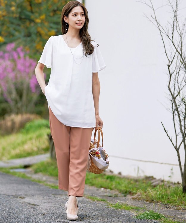 Tiaclasse 【洗える】幅広く活躍が期待できるドロストパンツ モーヴピンク