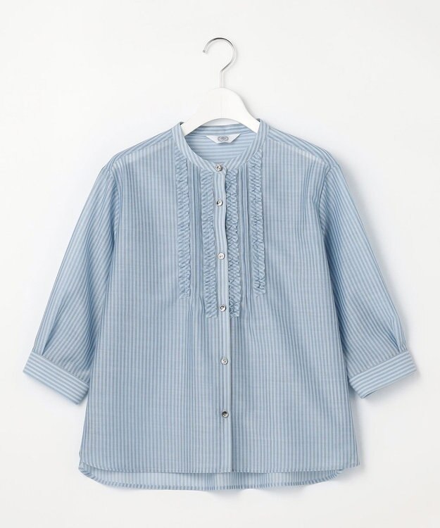 J.PRESS LADIES シアーピンストライプ カットソー サックスベース系