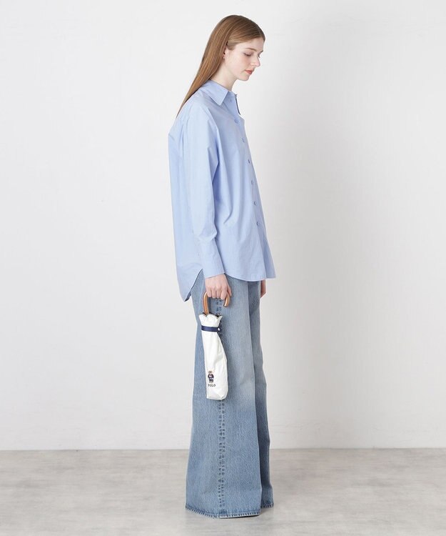 MOONBAT 【WEB限定/遮光率100%/遮熱/UV】POLO RALPH LAUREN（ポロ ラルフローレン）晴雨兼用日傘 ワンポイント ポロベア刺繍 フリル 折りたたみ傘 長折タイプ オフホワイト