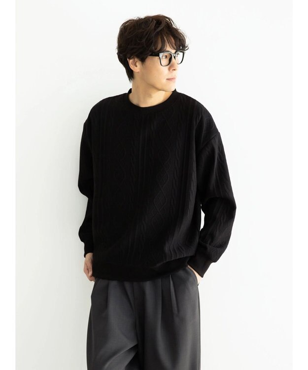 CRAFT STANDARD BOUTIQUE ケーブル柄カットプルオーバー1 Black