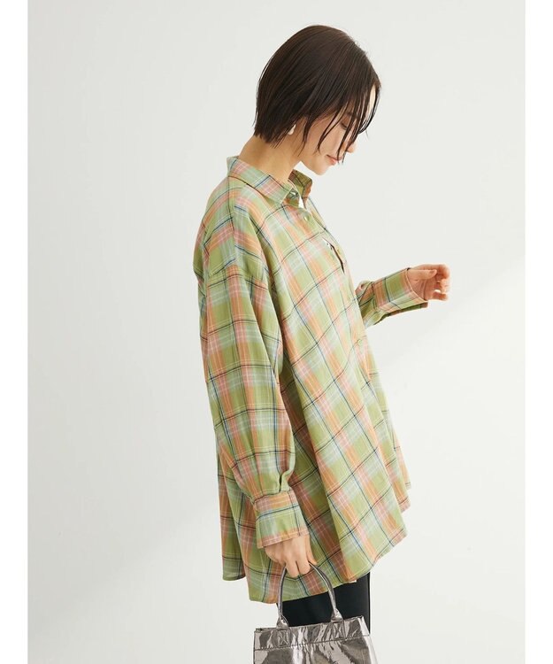 Green Parks チェック柄シャツチュニック Green