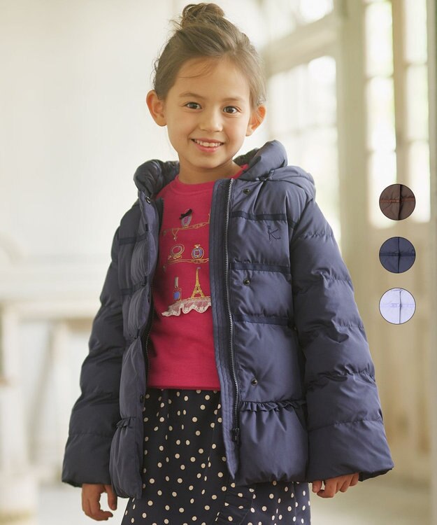 組曲 KIDS 【150-160cm】中綿 ショートコート ネイビー系