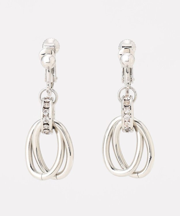 ANY SIS オーバルストーン イヤリング シルバー