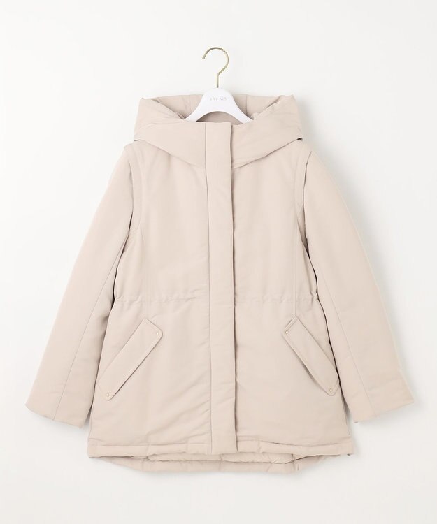 ANY SIS 【撥水・洗える】2WAYドロストフーディミドル ダウン ベージュ