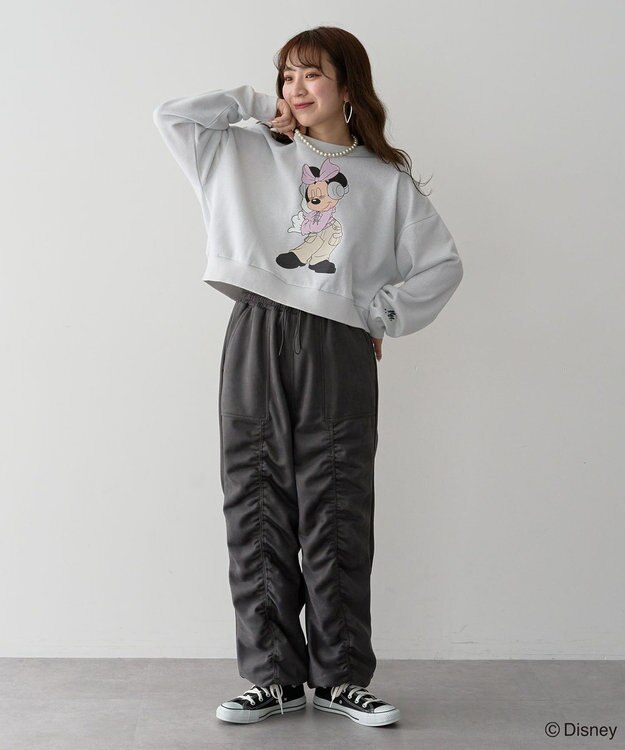 Green Parks ミッキー＆フレンズ／ラメ裏毛ショートプルオーバー White