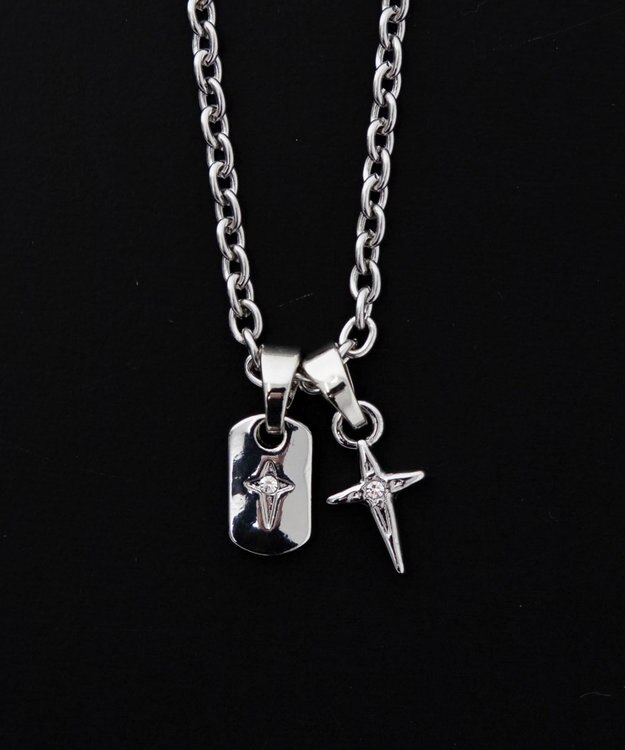 WEGO Mラインストーンダブルモチーフネックレス 柄1