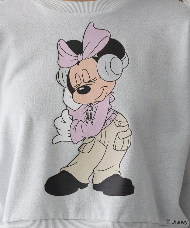 Green Parks ミッキー＆フレンズ／ラメ裏毛ショートプルオーバー White