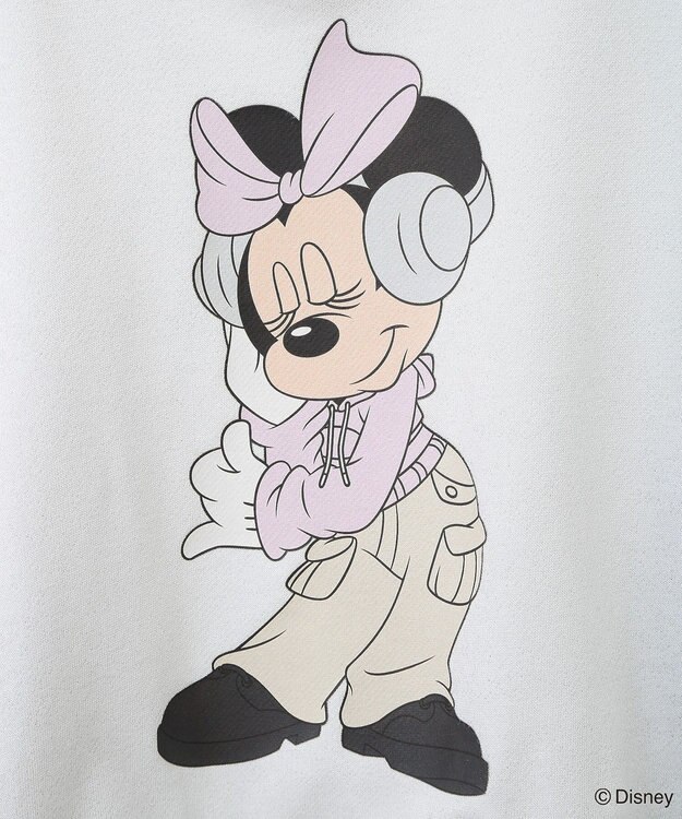 Green Parks ミッキー＆フレンズ／ラメ裏毛ショートプルオーバー White