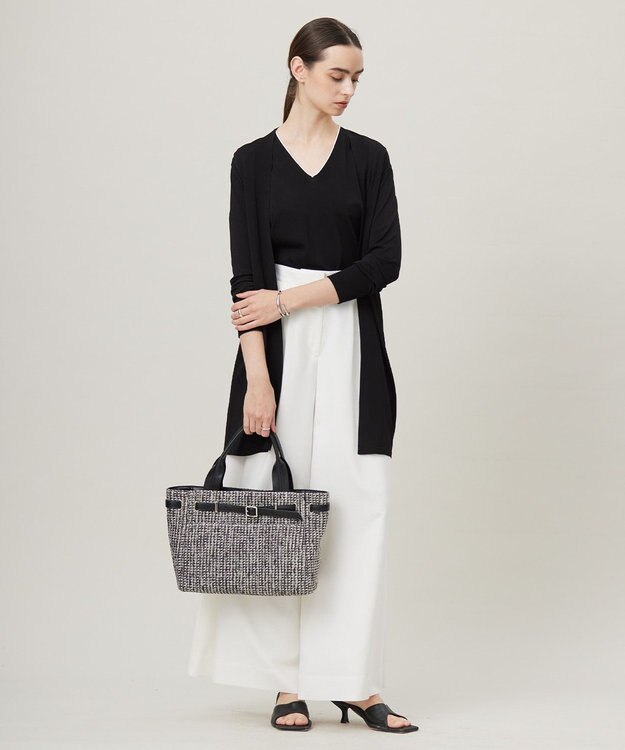 ICB 【洗える】シンセティックハイゲージ ロングカーディガン ブラック系