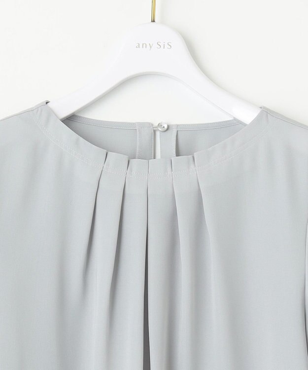ANY SIS 【洗える】フロントタックノーブル ブラウス アイスグレー