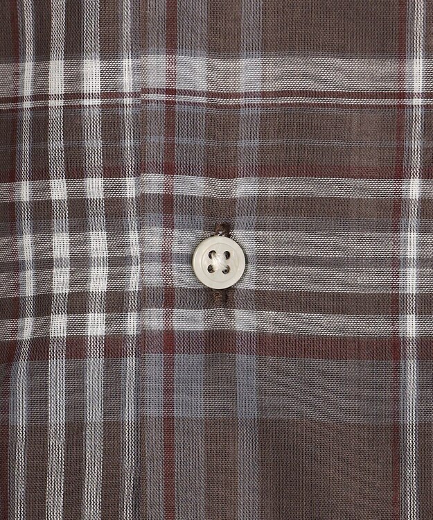 UNFILO MENS イージーケア エアリーシアーシャツ ブラウンチェック