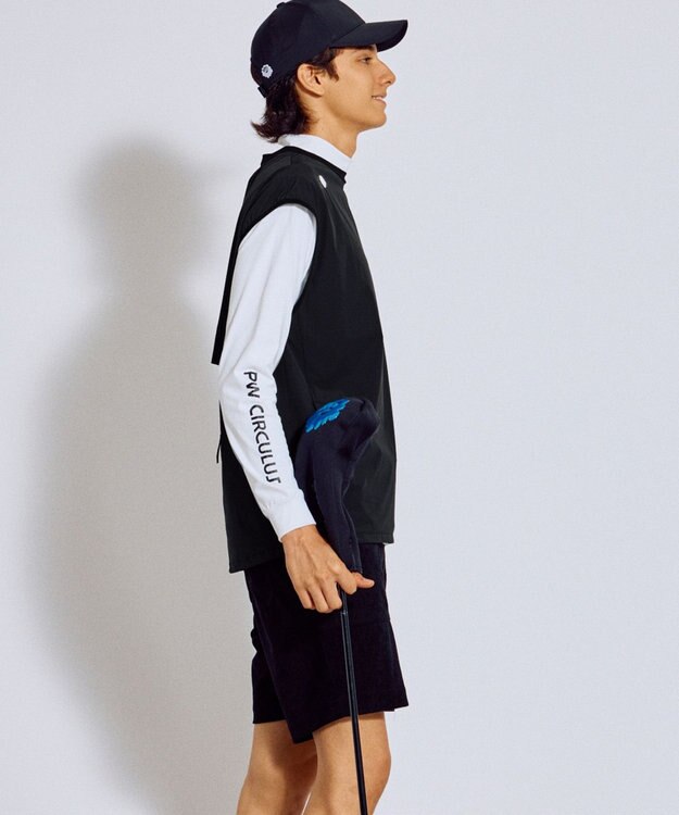 PW CIRCULUS 【撥水加工 / 小さくまとまる】【UNISEX】オーバーサイズ パッカブルベスト ゴルフウェア メンズ レディース ブラック系