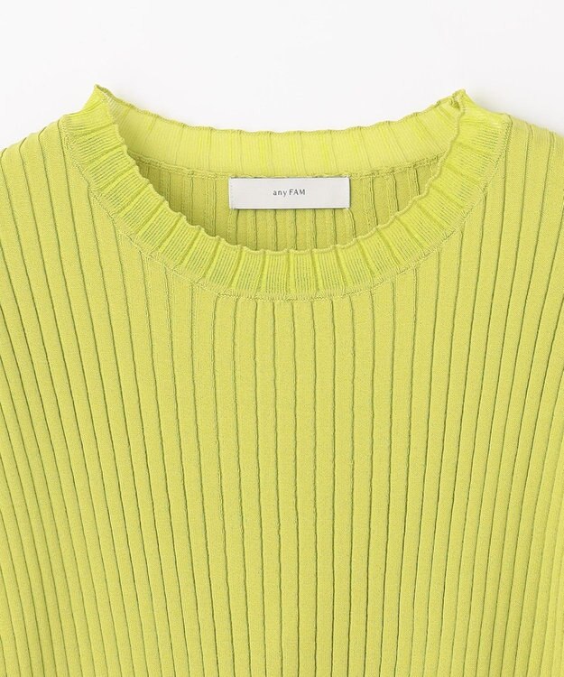 ANY L ポイントシアーリブニット アップルグリーン