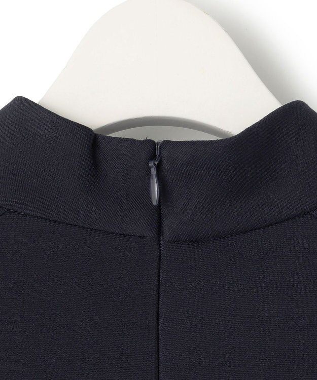 ICB L 【洗える】 レーヨンストレッチポンチ フレアワンピース ネイビー系