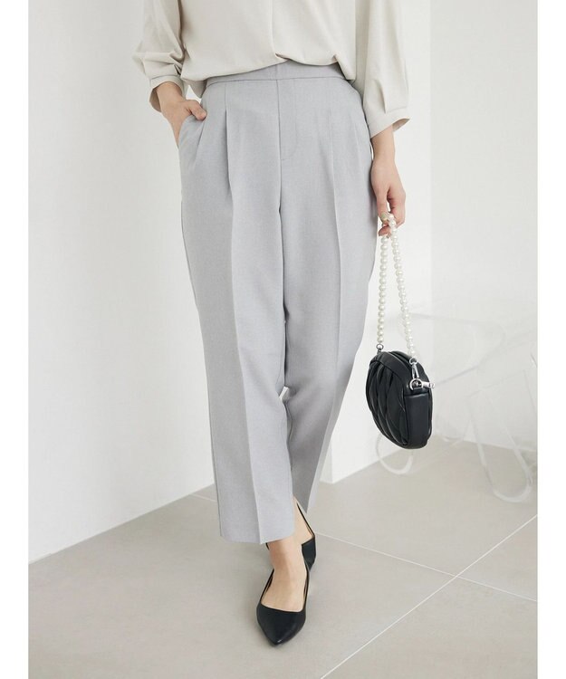 Green Parks 接触冷感　きれいシルエットパンツ（テーパード） Light Gray Mixture