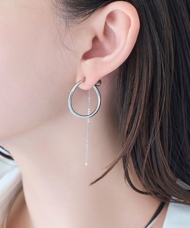 Phoebe 【金属アレルギー対応】2wayウェーブラインフープイヤリング　シルバー/ニッケルフリー シルバー
