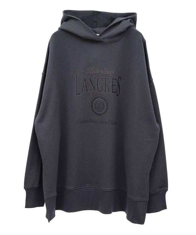 Green Parks 裏毛エンブレムパーカーチュニック Charcoal Gray