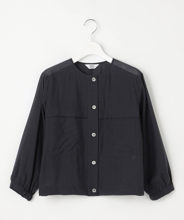 J.PRESS LADIES 【洗える】Sheer Vis リネン ノーカラー ブルゾン ネイビー系