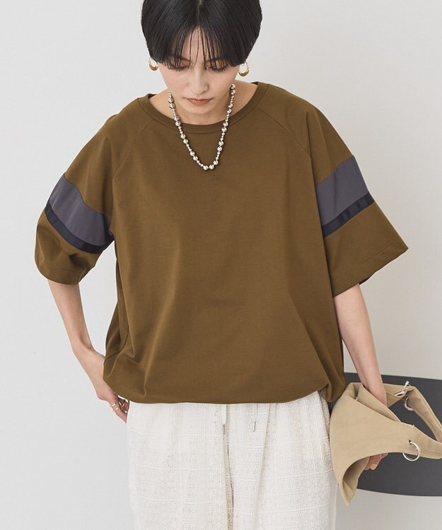 AMERICAN HOLIC 異素材ラインプルオーバー Brown