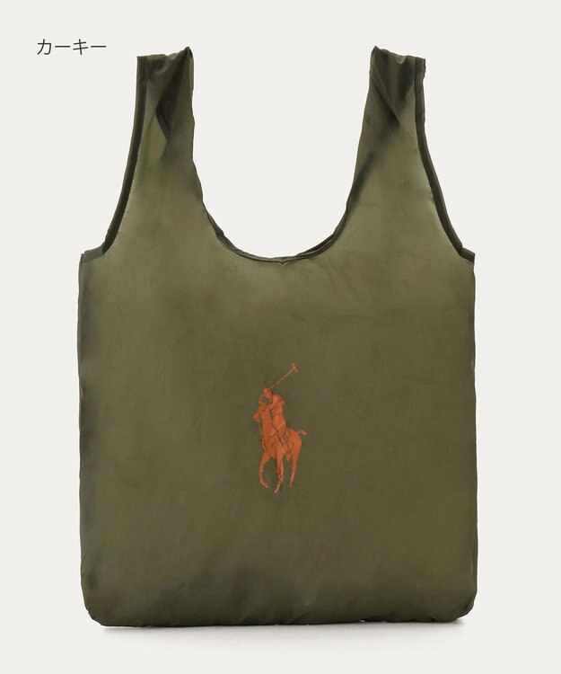 MOONBAT POLO RALPH LAUREN(ポロ ラルフローレン)ポロポニー ポケッタブル レインバッグ Mサイズ 無地 ストラップベルト付き カーキー