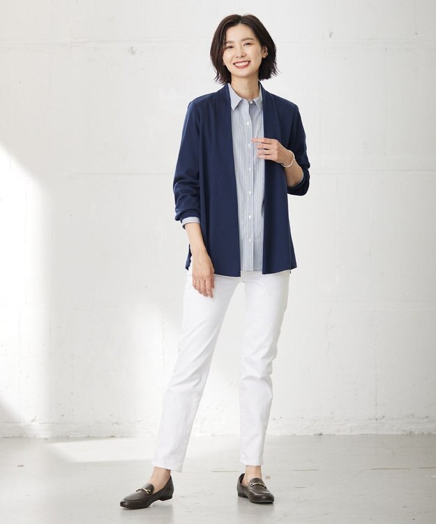 J.PRESS LADIES L セルロースリバー カーディガン ダルブルー系