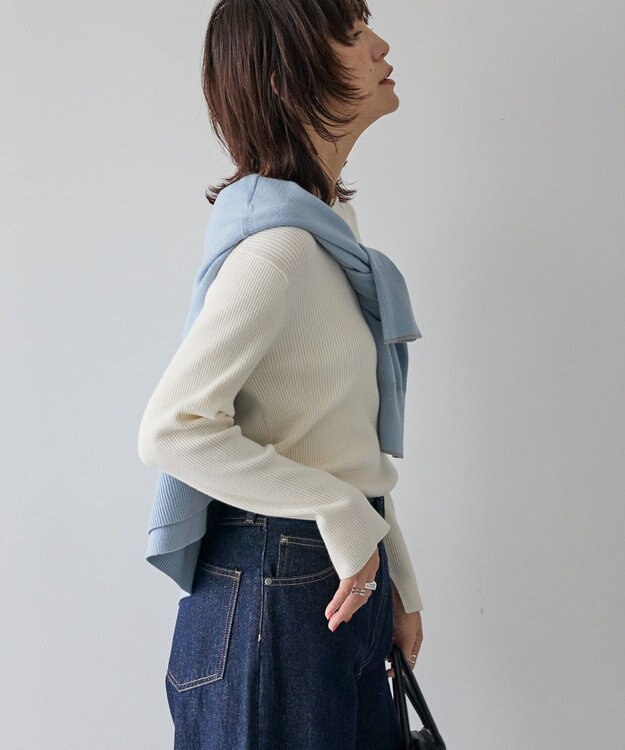 AMERICAN HOLIC バイパチリブモックネックニットプルオーバー Ivory